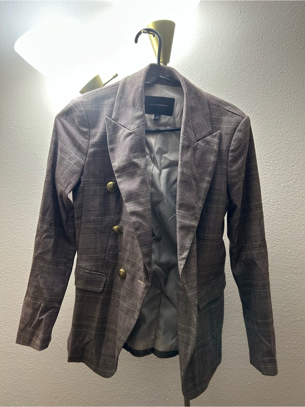 Banana Republic Brown Plaid Double-Breasted Sport Coat